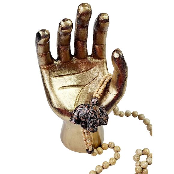 Vintage Pink Spotted Leopard Jasper Carved Elephant Beaded Necklace - Picture 10 of 11